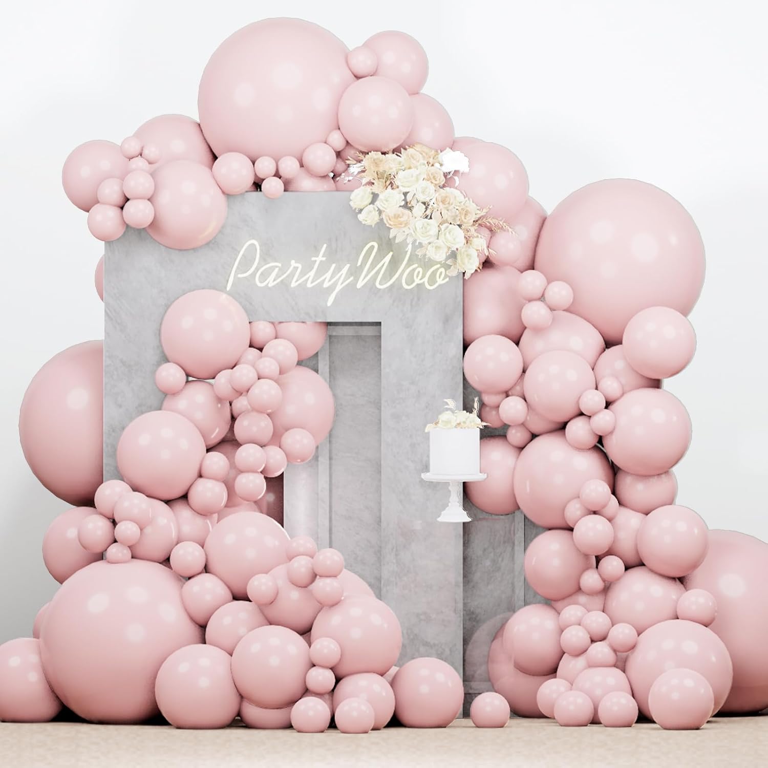 PartyWoo Baby Pink Balloons 140pcs Different Sizes of 18 12 10 5 Inch Pastel Light Pale Pink...