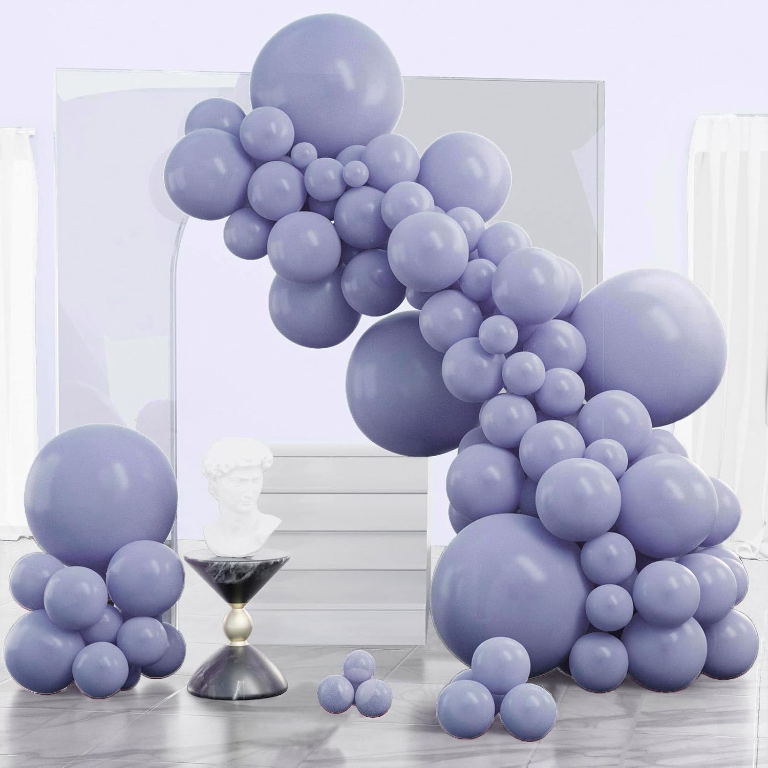 PartyWoo Dusty Blue Balloons 140pcs Different Sizes Pack of 18 12 10 5 Inch Boho Dusty...