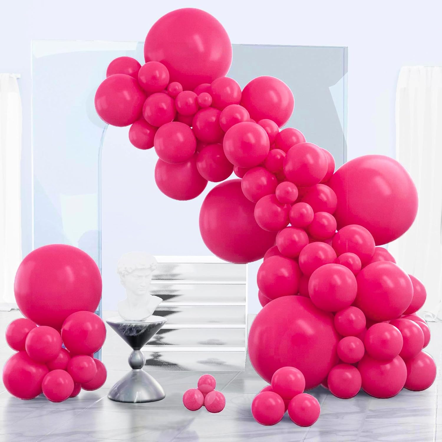 PartyWoo Hot Pink Balloons 140 pcs Different Sizes of 18 12 10 5 Inch Magenta Fuchsia...