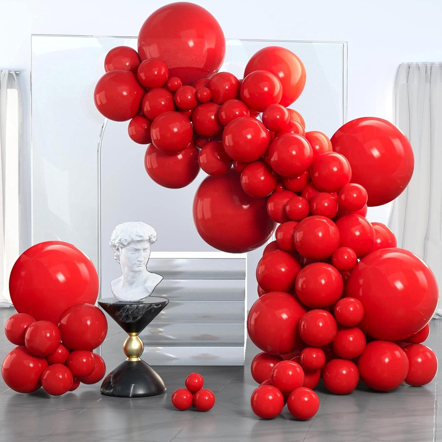 PartyWoo Red Balloons 140 pcs Different Sizes of 18 12 10 5 Inch Red Balloon Arch Kit...
