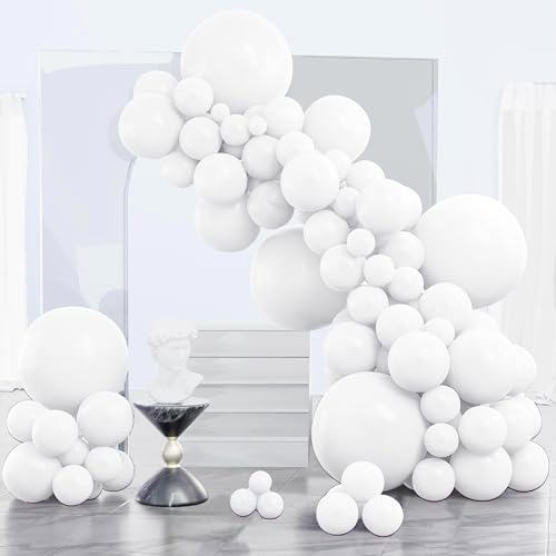 PartyWoo White Balloons 140 pcs Different Sizes of 18 12 10 5 Inch White Balloons Arch Kit... image