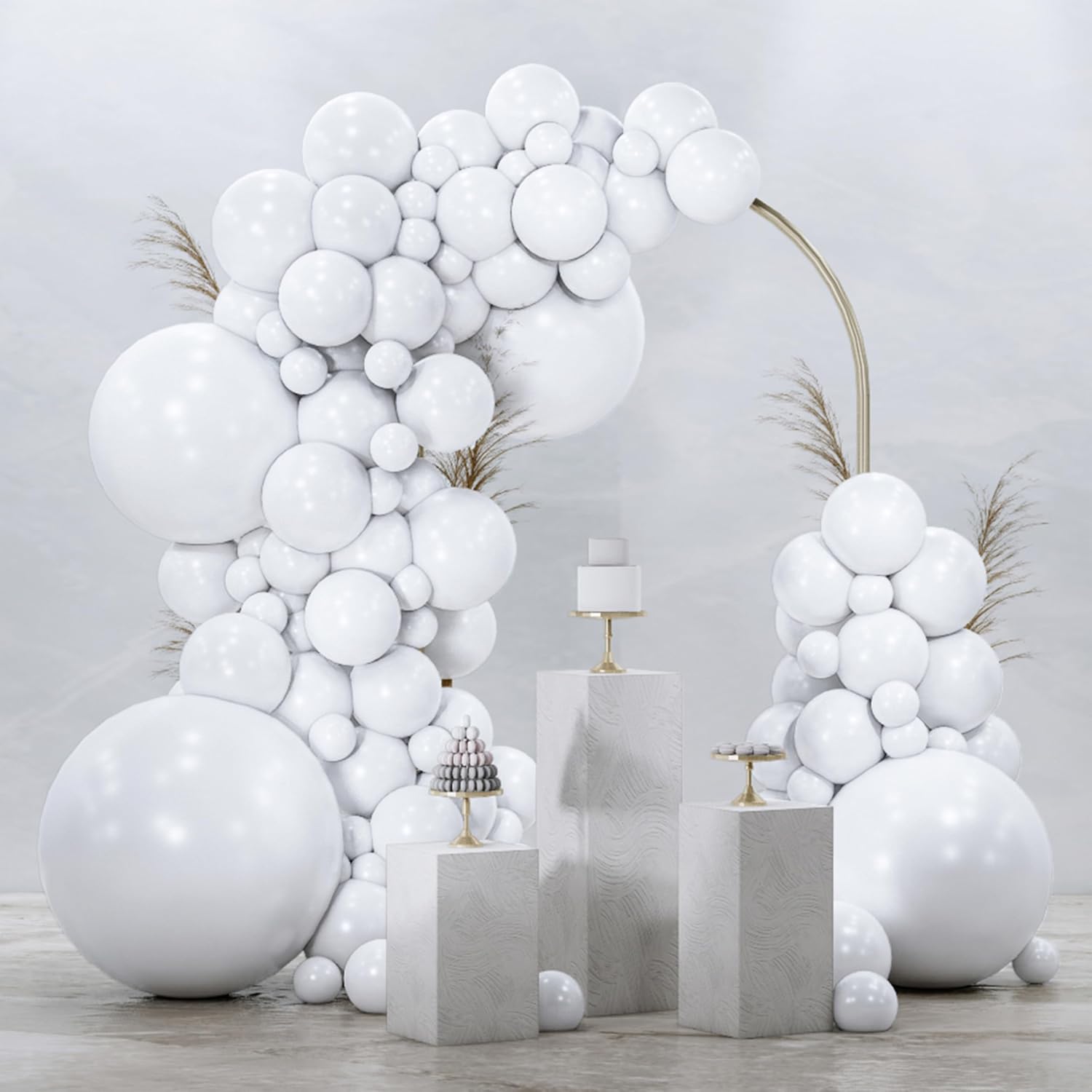 PartyWoo White Balloons 99pcs Different Sizes Pack of 36 18 12 10 5 Inch Matte White Latex...