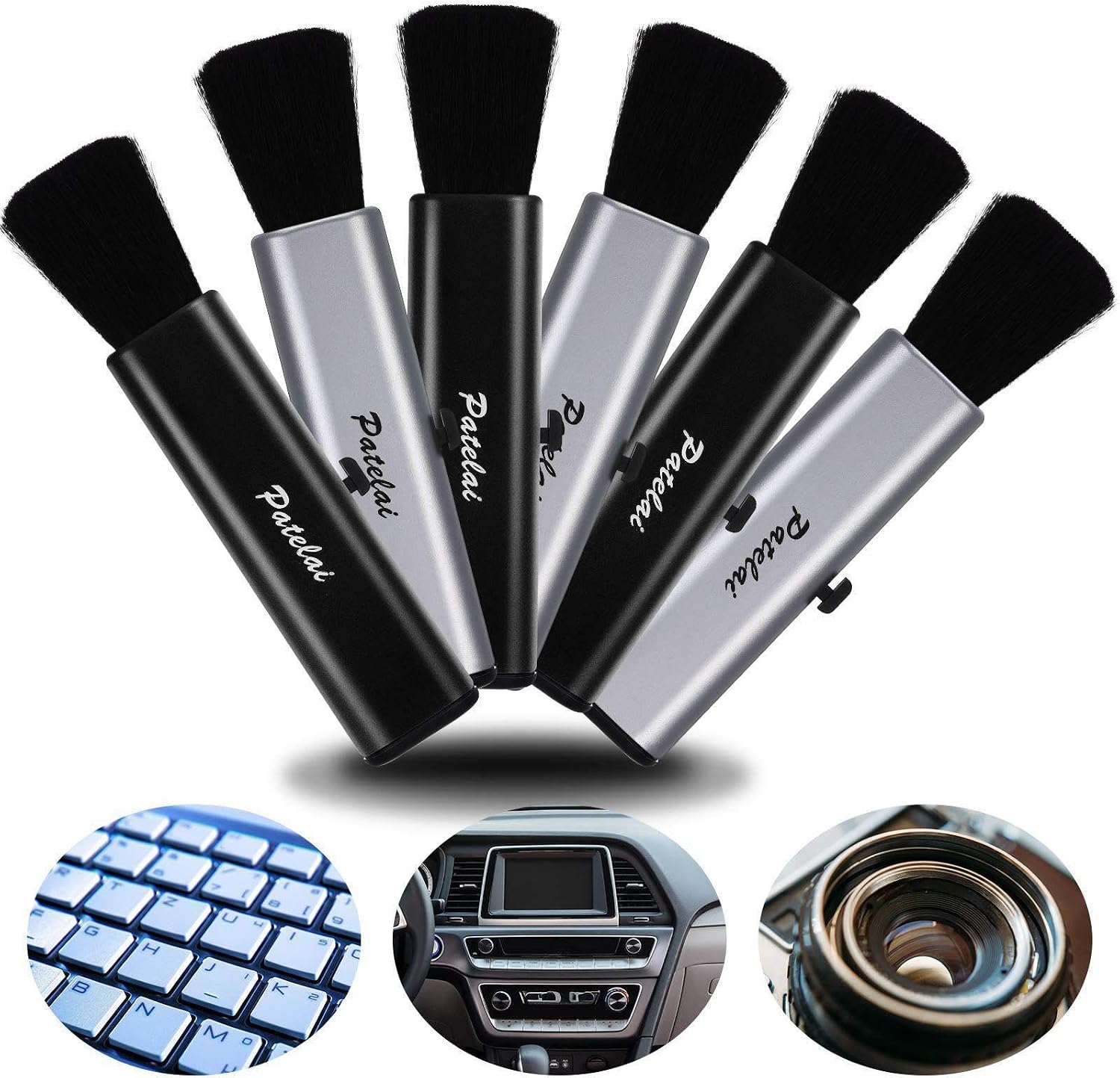 Patelai 6 Pack Retractable Keyboard Cleaning Brushes, Anti-Static Soft Bristle Mini...