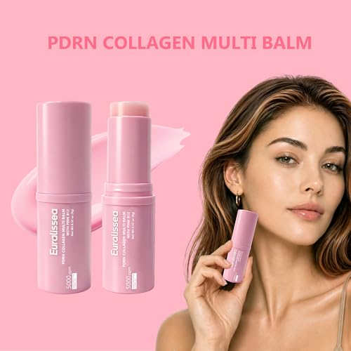 PDRN Eye Balm Stick 2 Pack, Collagen Multi Balm with Pink B12, Hydrating Under Eye Care for... image