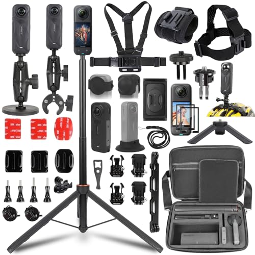 PellKing Accessories Kit for Insta360 X5,Included Carrying Case with Belt,135cm Selfie Stick... image
