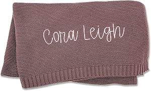 Personalized Baby Blanket with Name, Embroidered Baby Blanket, 100% Cotton, Knitted Blanket... image