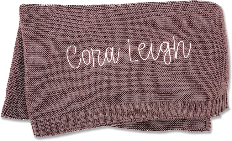 Personalized Baby Blanket with Name, Embroidered Baby Blanket, 100% Cotton, Knitted Blanket... image