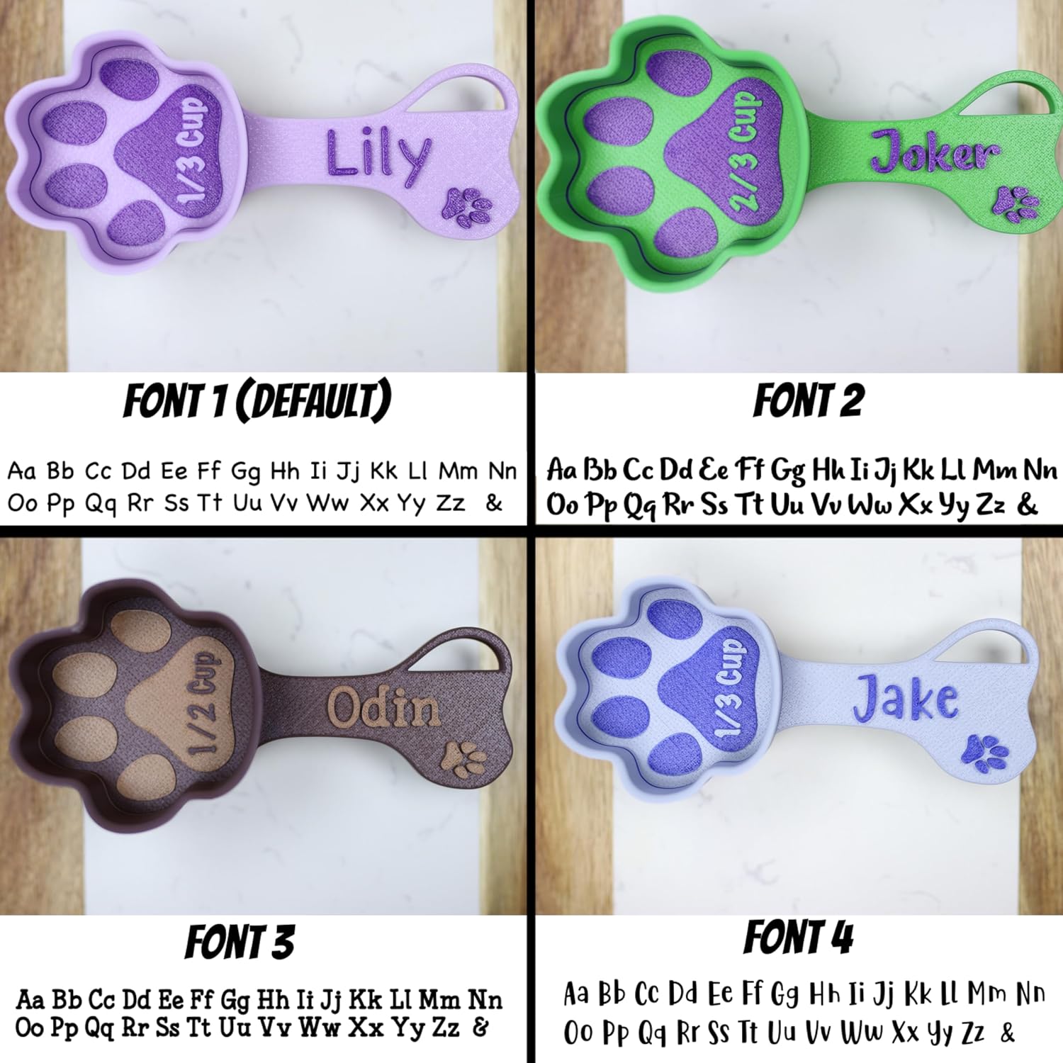 Personalized Dog Food Scoop – Custom Pet Measuring Scoop with Name – Paw Shaped Portion... image