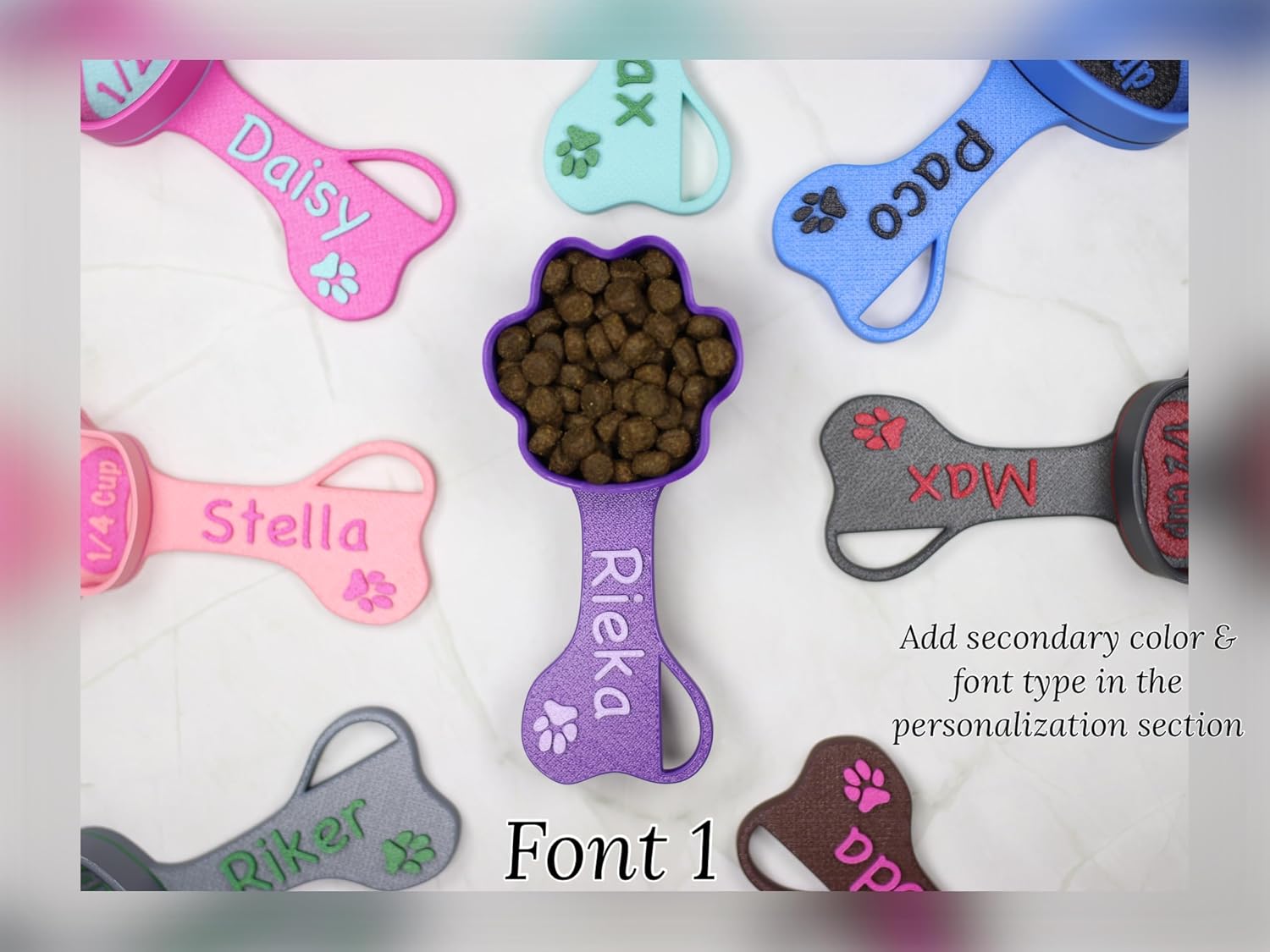 Personalized Dog Food Scoop – Custom Pet Measuring Scoop with Name – Paw Shaped Portion... image