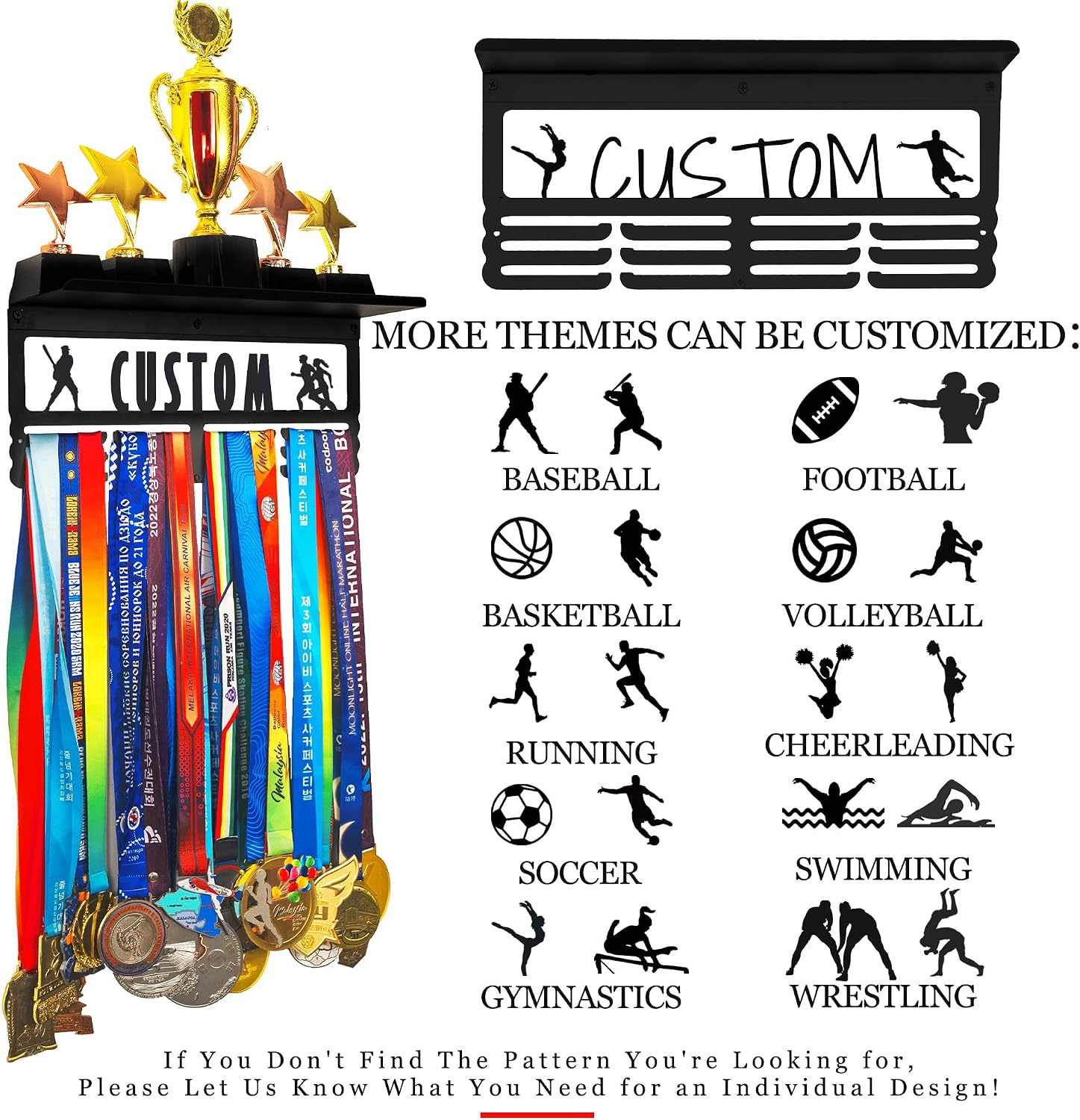 Personalized Medal Display Rack - Custom Metal Medal Hanger for Awards and Trophies | Holds... image