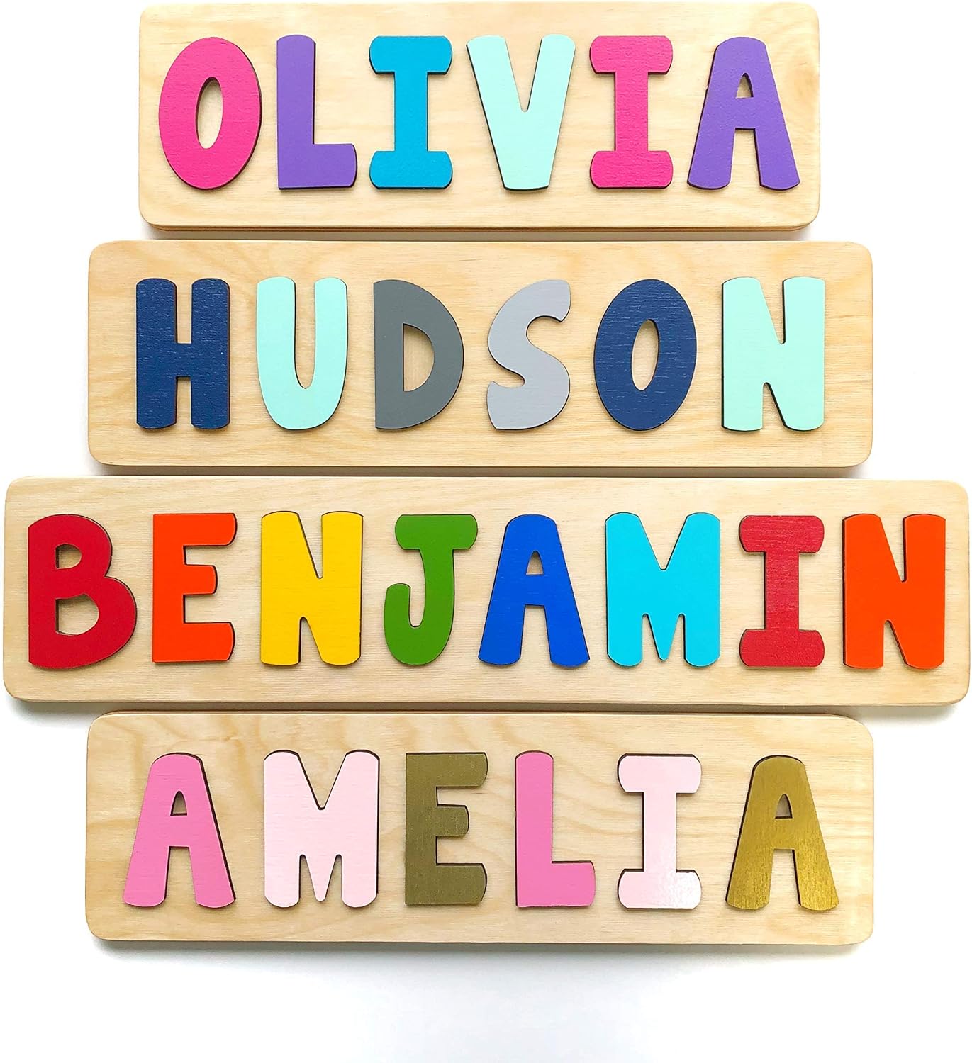 Personalized Wooden Name Puzzle for Kids, Handmade in USA by Bloom Owl, Custom Baby Gifts... image