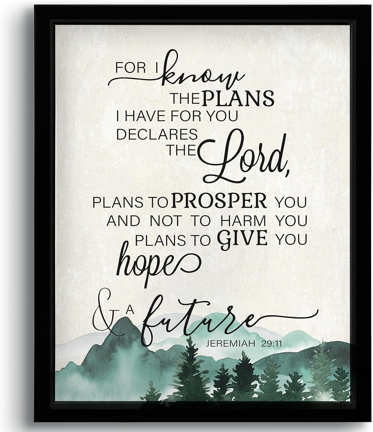 PHAMTE Christian Jeremiah 29:11 Framed Wall Art Prints Posters Decor, For I Know The Plans I...