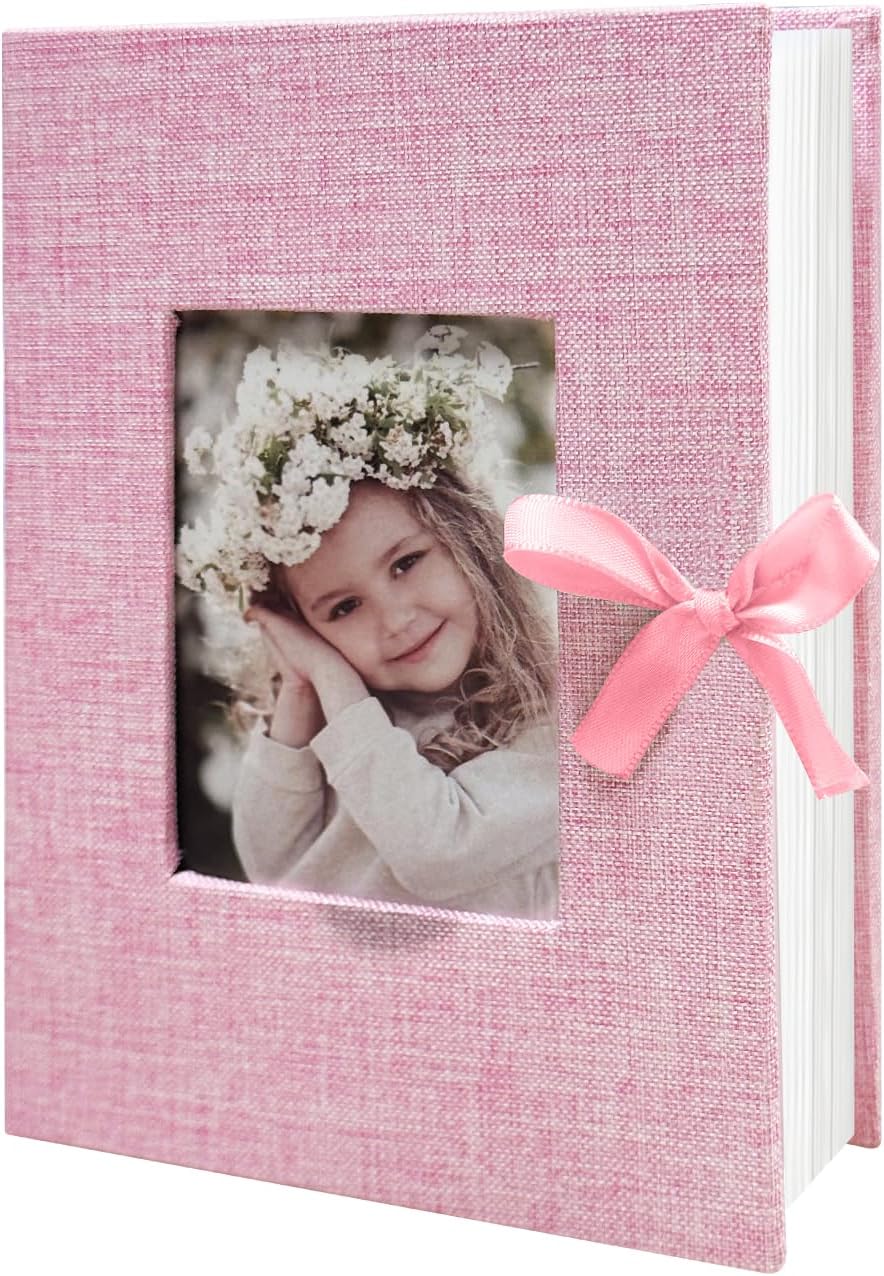 Photo Album 4x6 100 Pockets, Slip-in Picture Albums, Linen Cover Top Loader Vertical Pockets...