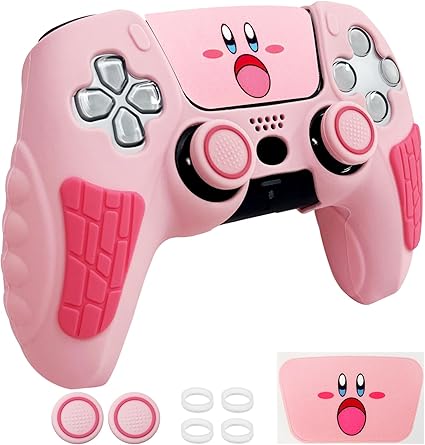Pink Anti Slip PS5 Controller Skin Set,Soft Protective Controller Cover Case for PlayStation...