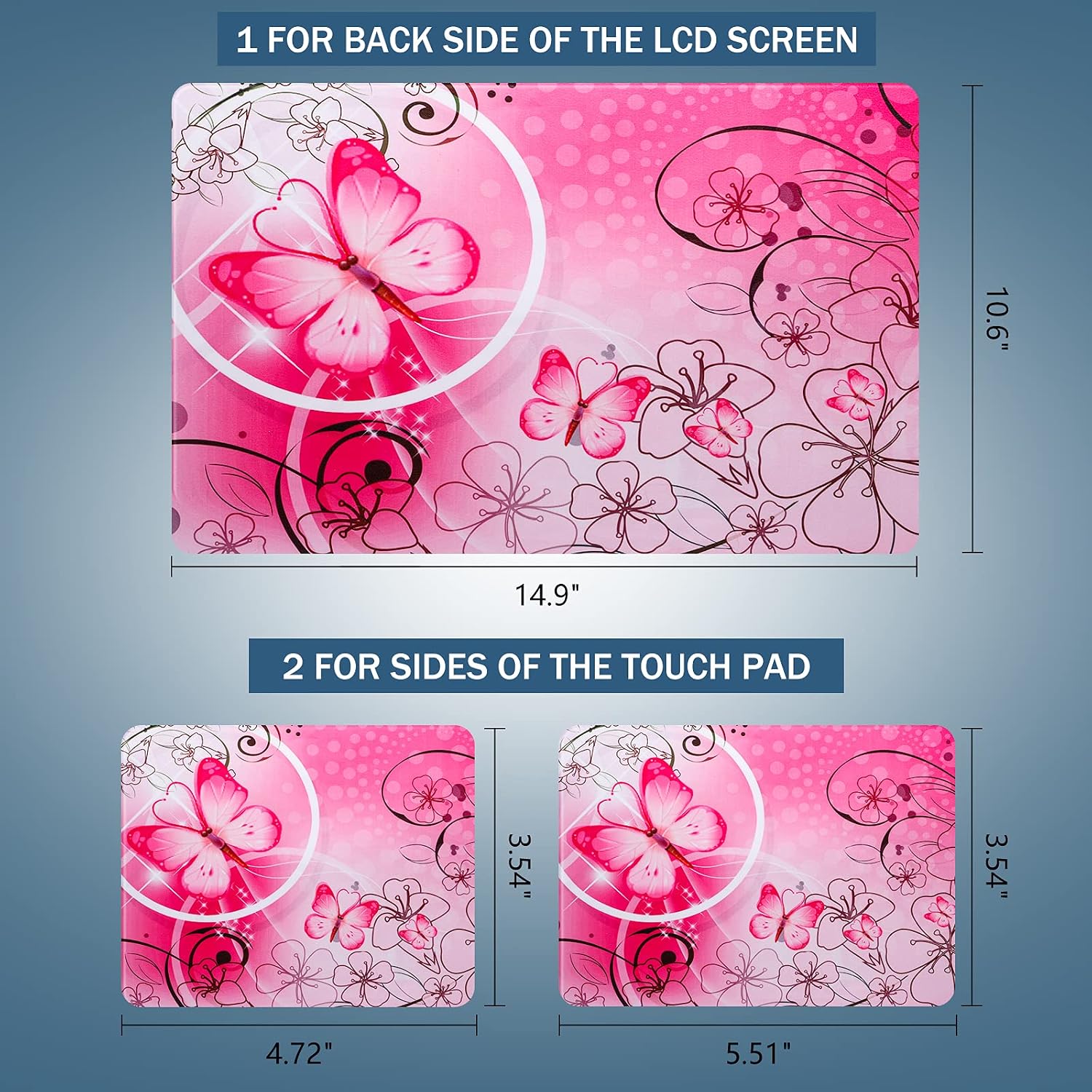 Pink Butterfly11.6 13 13.3 14 15 15.6 inches Netbook Laptop Skin Sticker Reusable Protector...