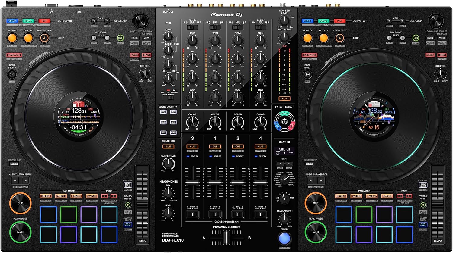 Pioneer DJ DDJ-FLX10 Limited Edition - 4-channel DJ controller for Rekordbox & Serato - Black