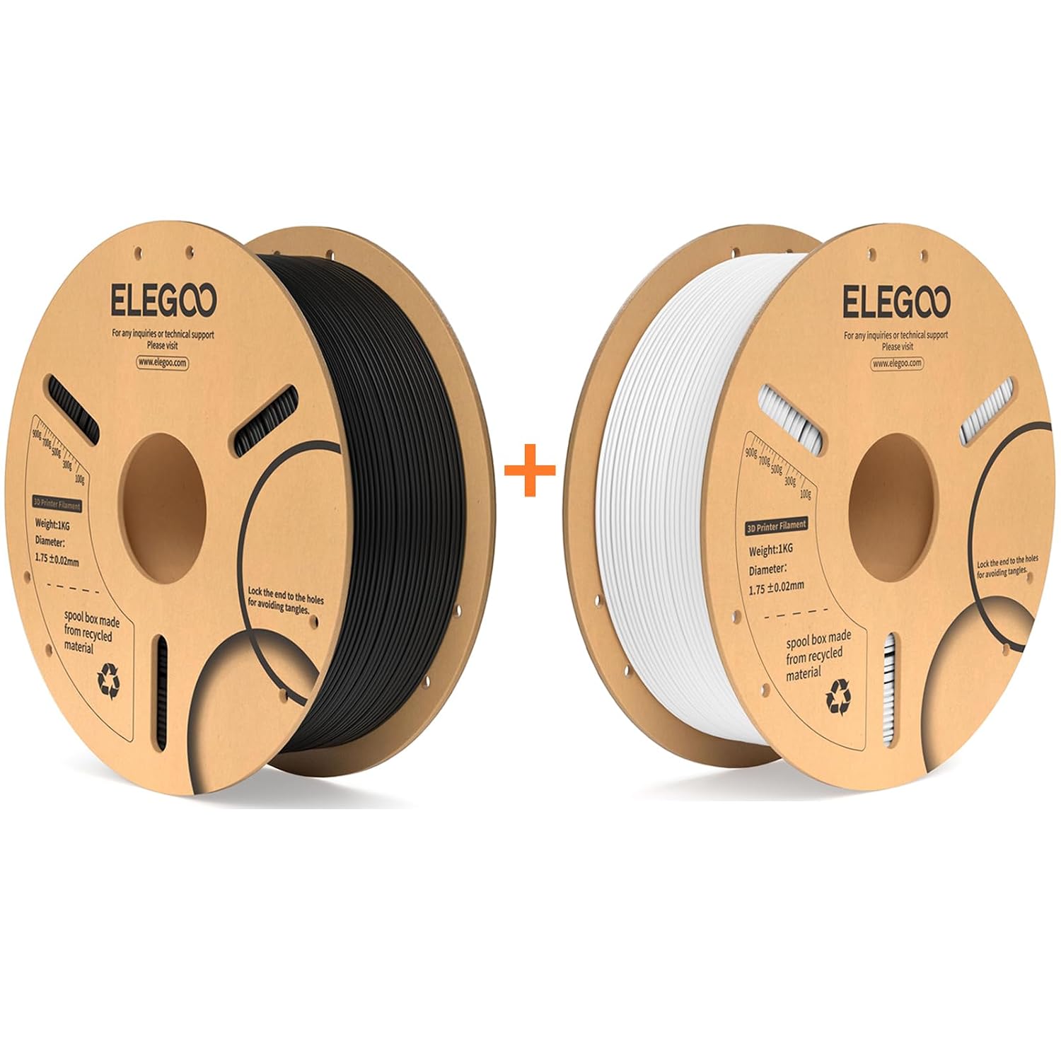 PLA Filament Black and PLA Plus Filament White