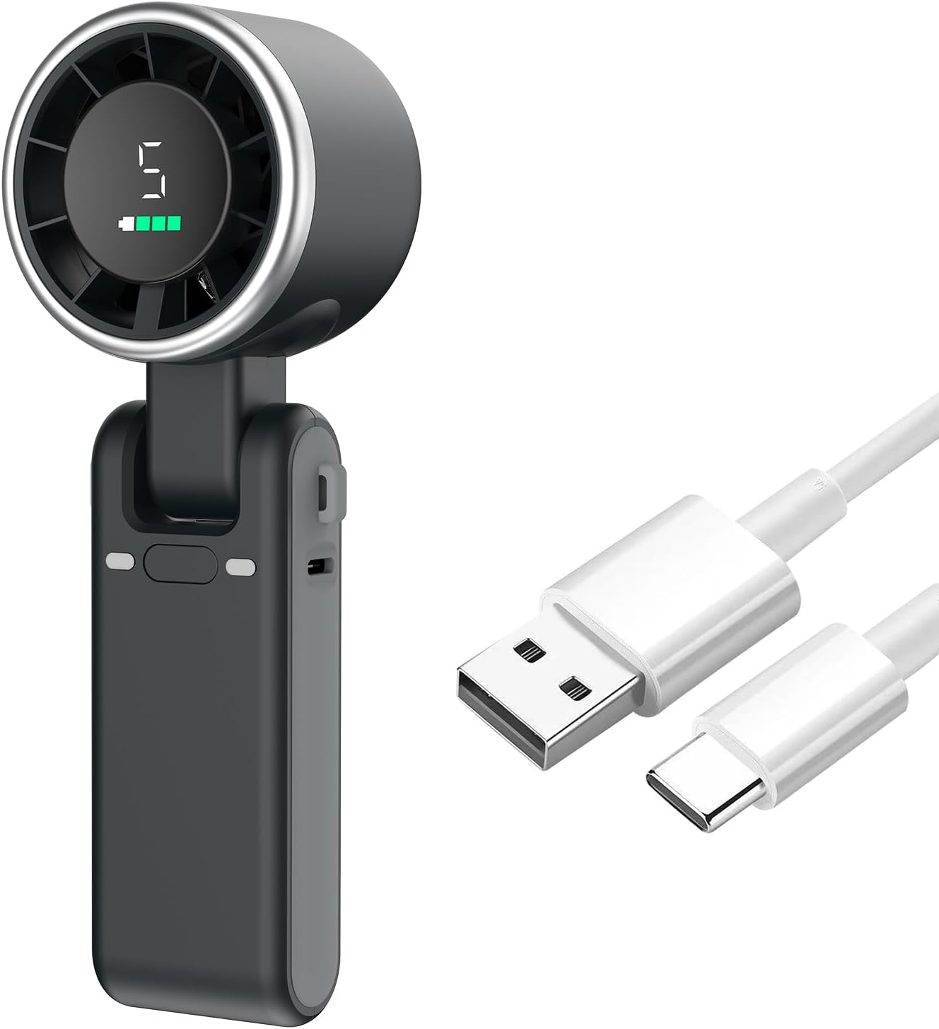 PlayHot Portable Handheld Turbo Fan(Black) & USB C Cable