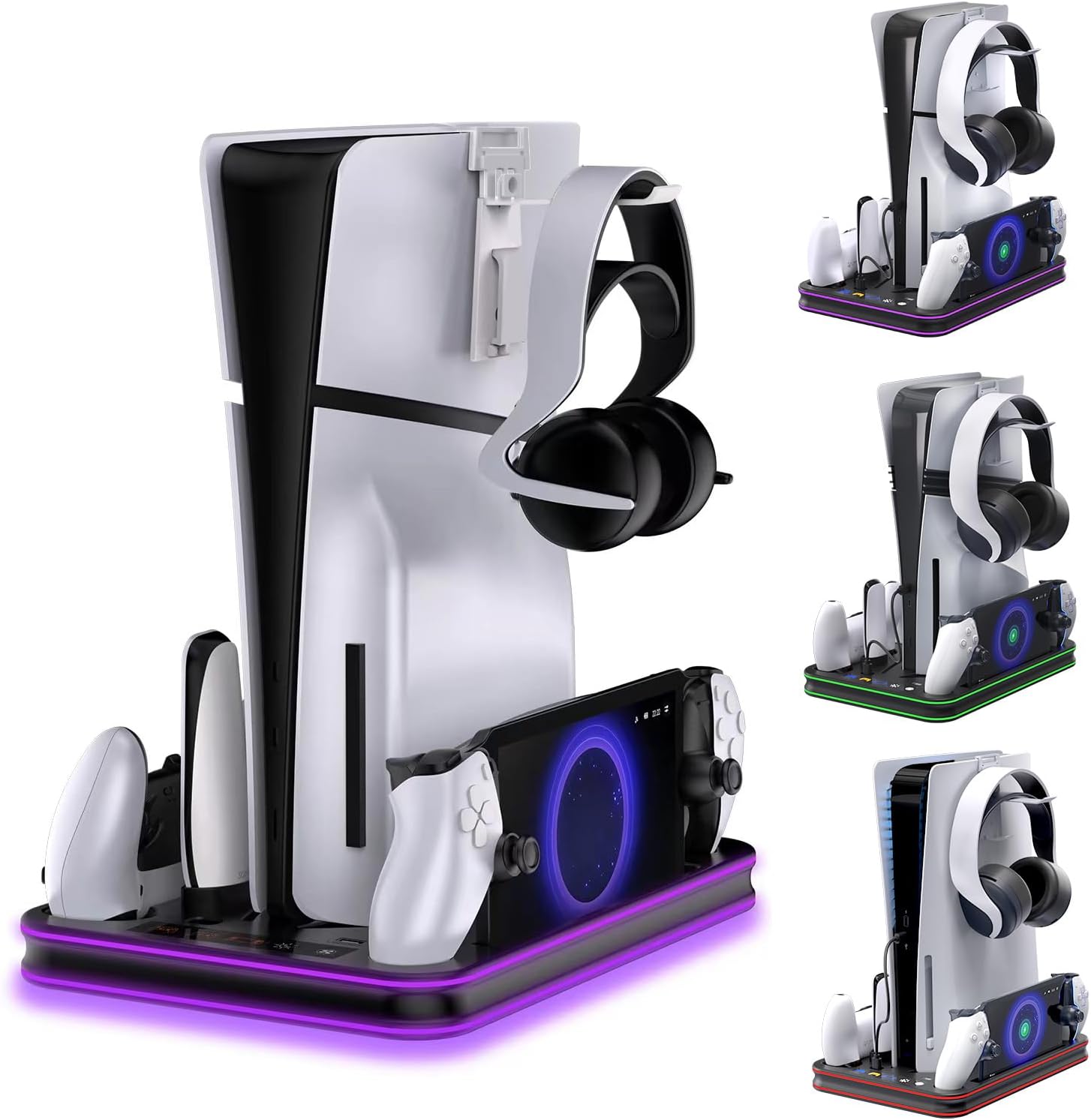 PlayStation Portal Charger, PS5 Stand and Cooling Station with RGB LED Controller Charging...