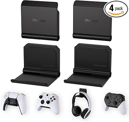 PlayVital 4 Pack FOLD Controller Holder Wall Mount for ps5 ps4 Xbox Switch 2 Pro Headset...