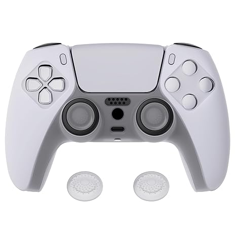 PlayVital Transparent Clear White Pure Series Anti-Slip Silicone Cover Skin for ps5...