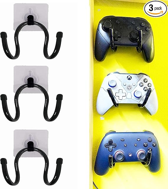 Pmsanzay 3 Pack Universal Self-Adhesive Game Controller Wall Mount Storage Organizer Stand...