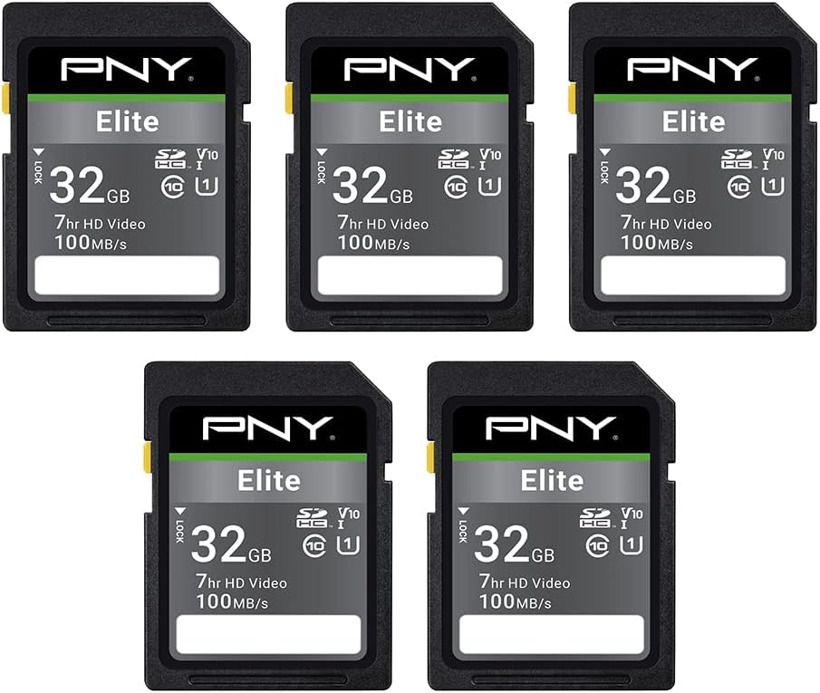 PNY 32GB Elite Class 10 U1 V10 SDHC Flash Memory Card - 100MB/s Read, Class 10, U1 Full HD...