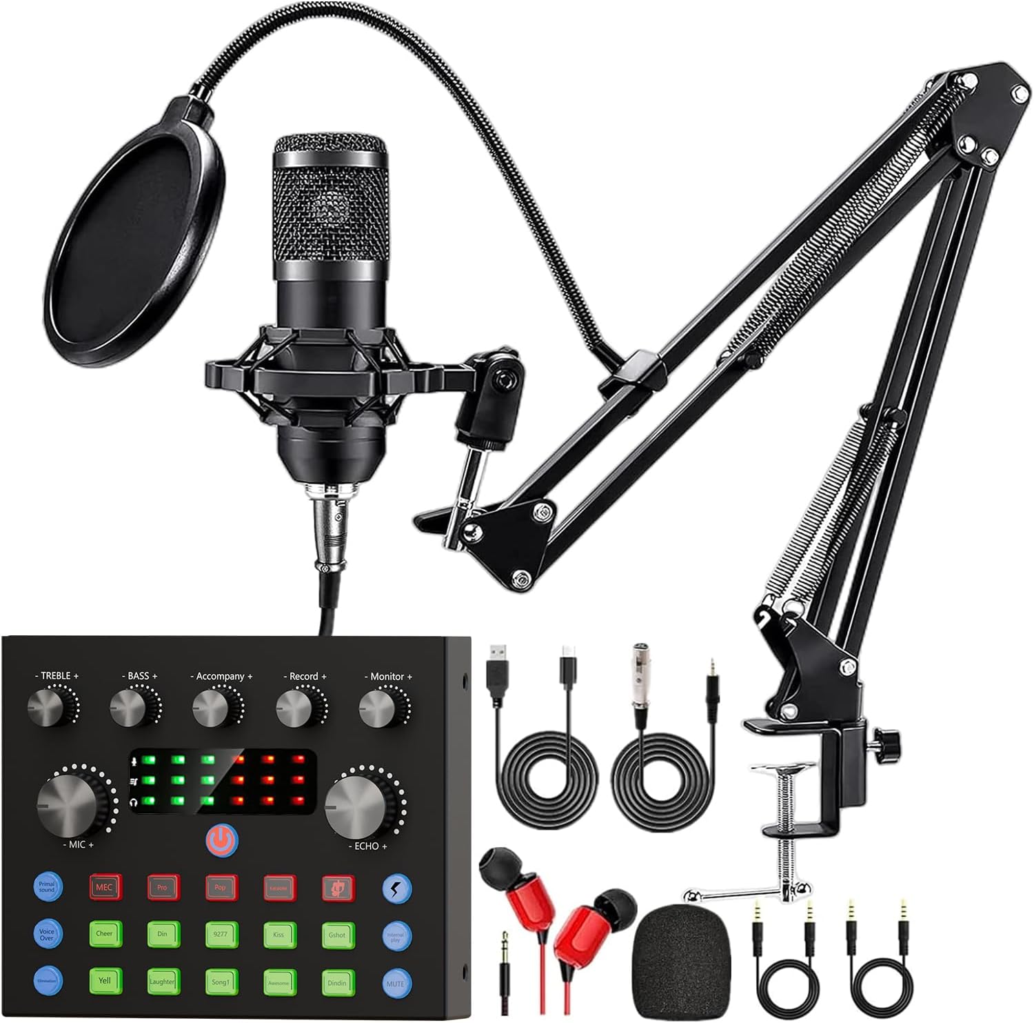 Podcast Equipment Bundle, Recording Studio Package with Podcast Microphone and Voice...