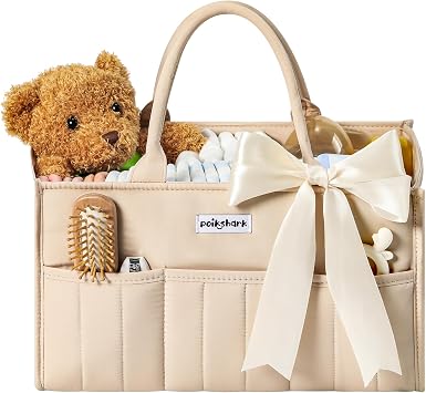 POIKSHARK Baby Diaper Caddy - Stylish Basket for Newborn Essentials, Nursery Storage Bin and... image