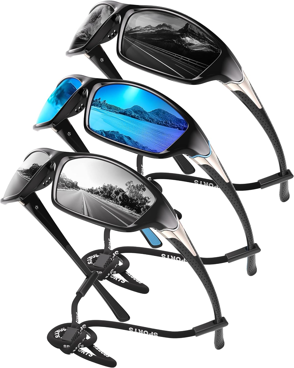Polarized Sports Sunglasses for Men - Wrap Around Mens Sunglasses UV Protection for Fishing...