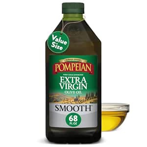 Pompeian Smooth Extra Virgin Olive Oil - 68 fl oz (2 L) First Cold Pressed Olive Oil for...