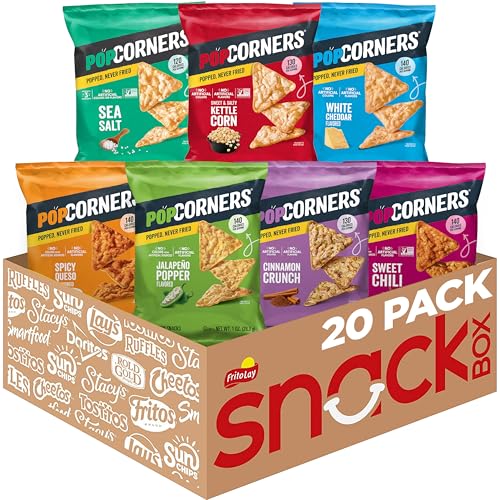 PopCorners Popped Corn Chips, 7 Flavor Variety Snack Pack, 1 oz Bags, (20 Pack), Gluten...