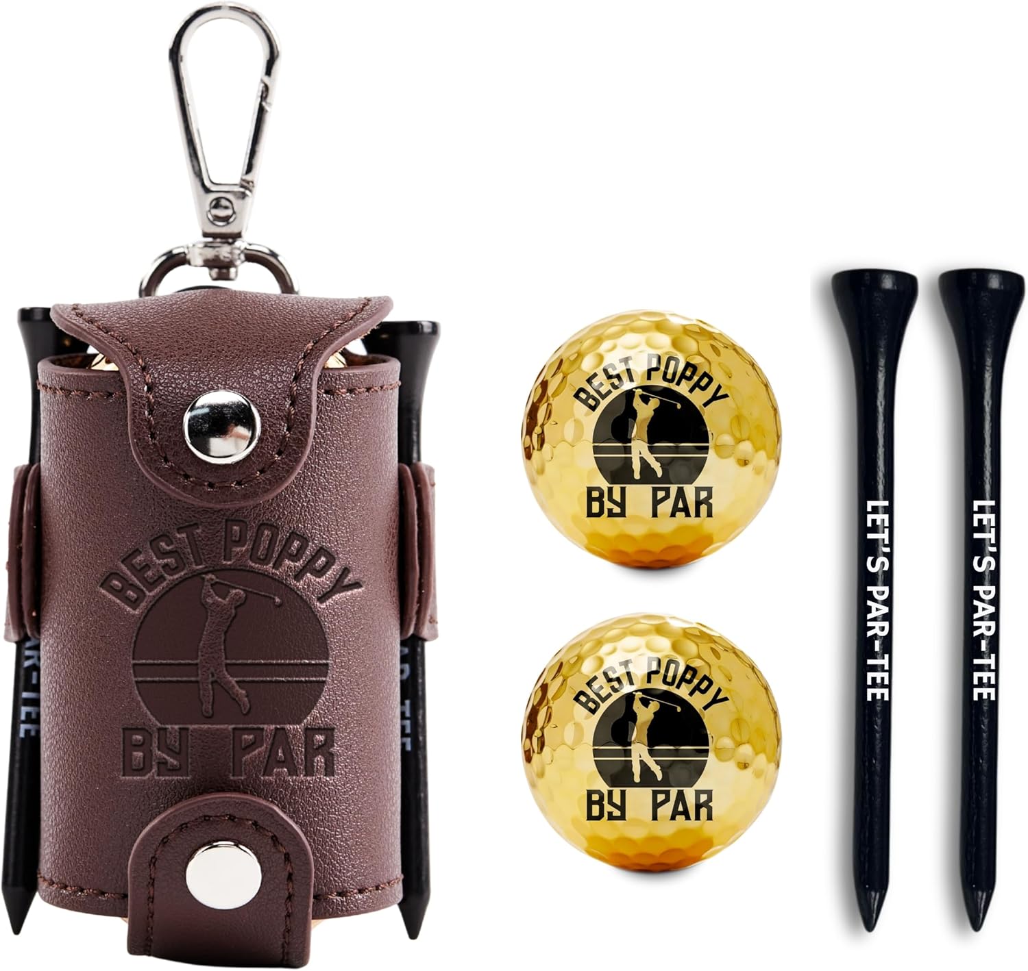 Poppy Gifts Golf Ball & Tee Holder with 2 Balls and 2 Tees - Poppy Golf Gifts for Father's...