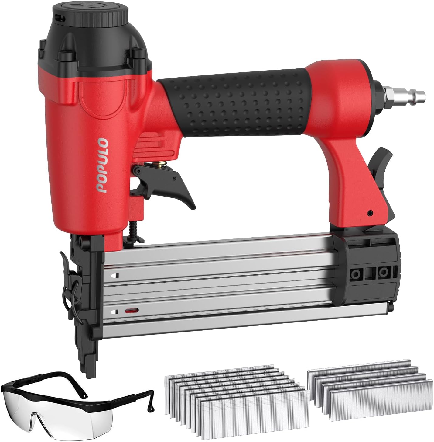 POPULO 2" Pneumatic Brad Nailer, 2 in 1 Air Nail Gun Staple Gun with 1600 Staples and Nails...
