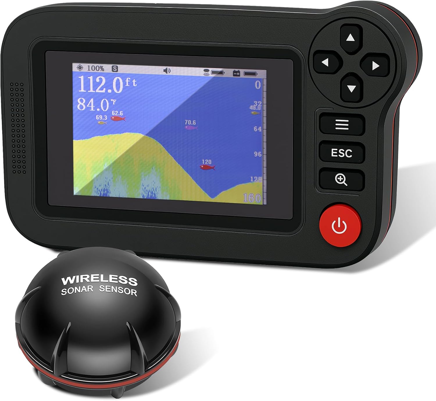 Portable Castable Fish Finder Wireless Sonar Sensor Kayak Fish Finder | Rechargeable Depth...