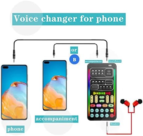 Portable Voice Changer, 8 Voice Changes Live Sound Card, Cool LED Lights Sound Board, Voice... image