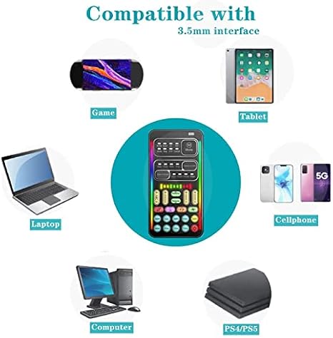 Portable Voice Changer, 8 Voice Changes Live Sound Card, Cool LED Lights Sound Board, Voice... image