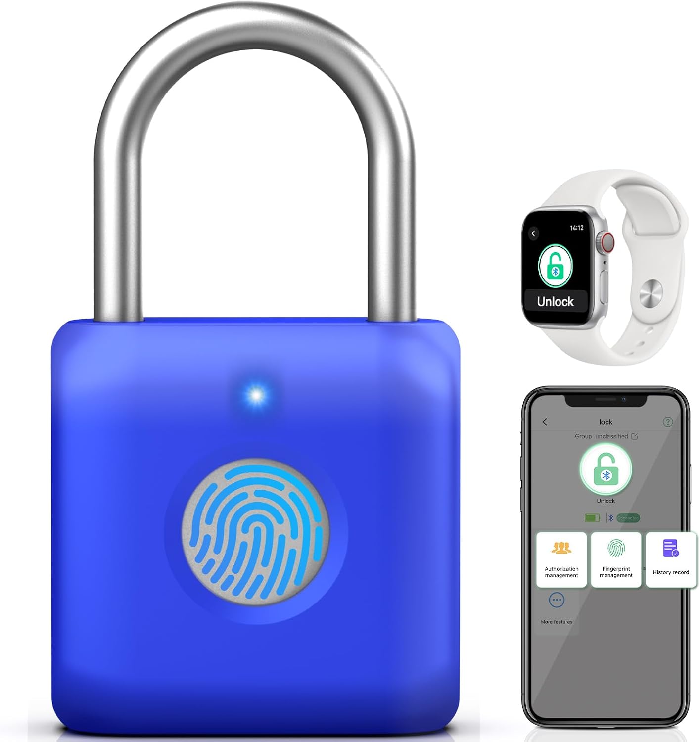 Pothunder Fingerprint Padlock, Smart Padlock, Locker Lock, Fingerprint Lock with APP Unlock...