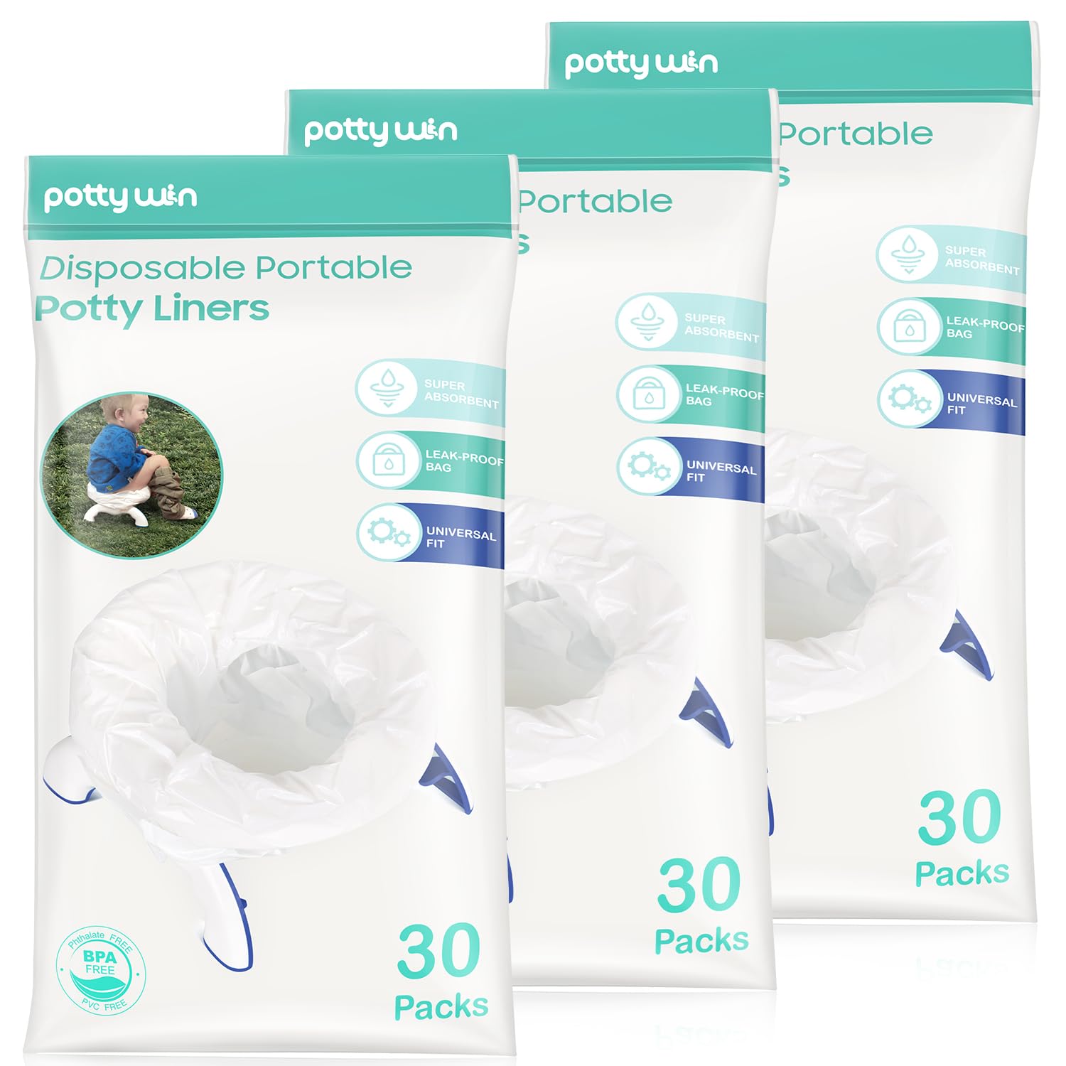 Potty Win [90 Counts] Disposable Potty Liners Compatible with OXO Tot 2-in-1 Go Potty, Potty...