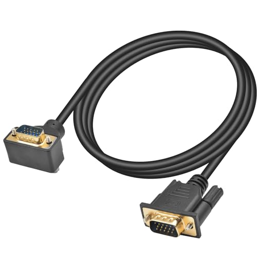 Poyiccot VGA Cable Male to Male 5ft, 90 Degree VGA Cable Up Angle 15 Pin Male to Male...