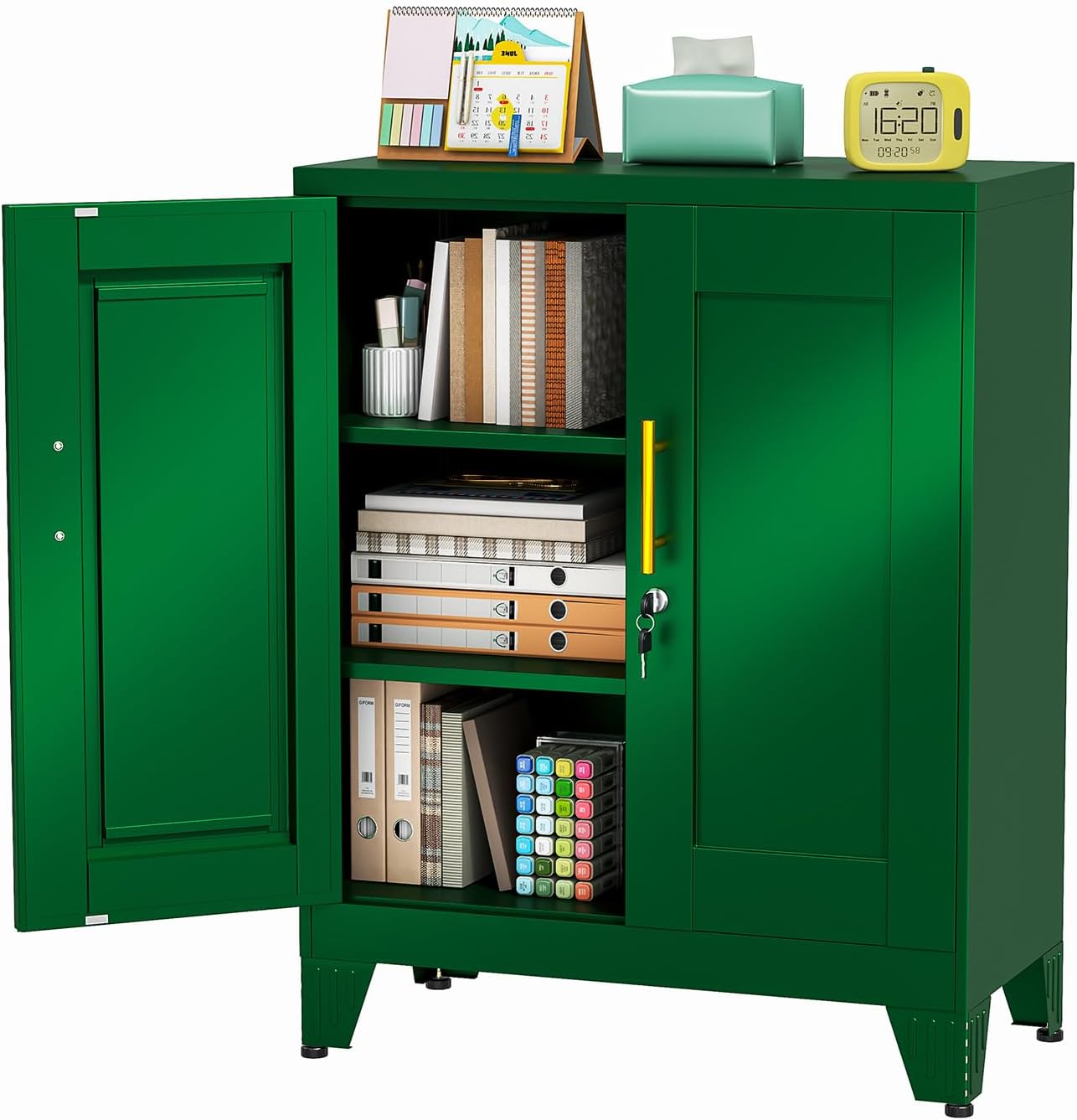 pozdeg 35.43" Metal Storage Cabinet with Lock, Metal File Cabinet with 2 Doors �