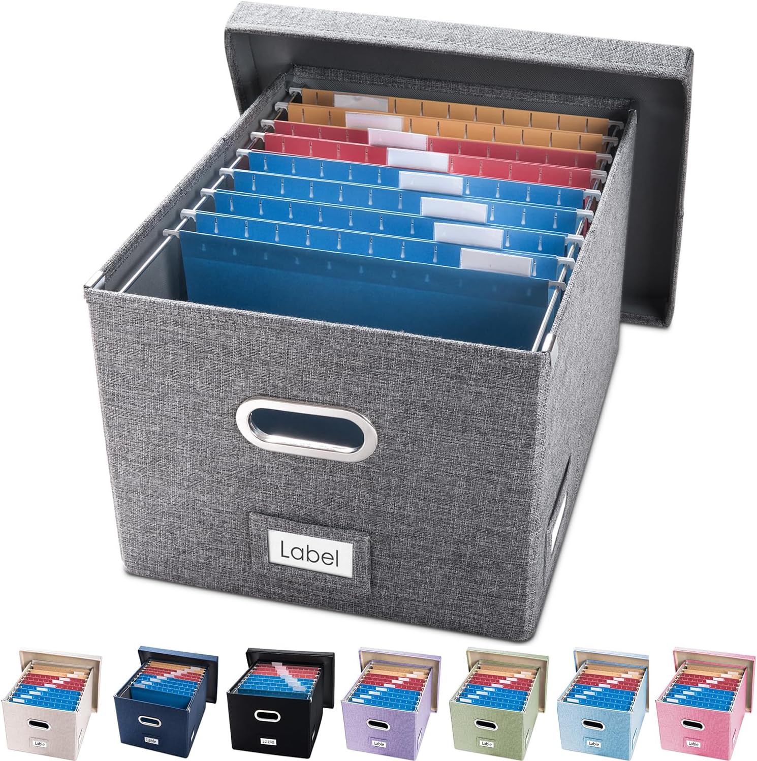 PRANDOM File Organizer Box - Set of 1 Collapsible Decorative Linen Filing Storage Hanging...