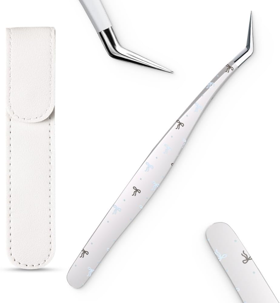Precision Craft Tweezers, Curved Extended Fine Tip Sticker Tweezers for 3D Scene Stickers...