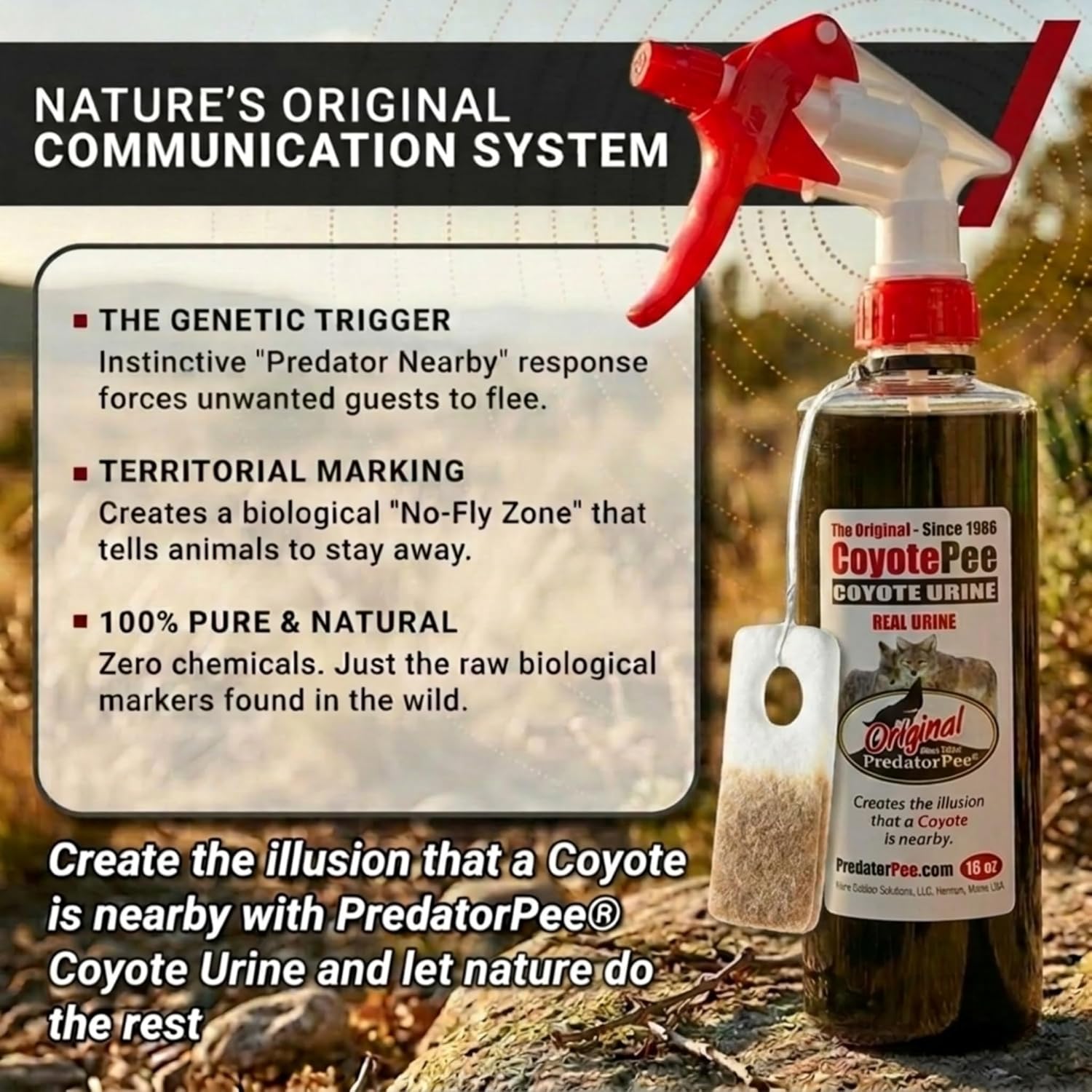 PredatorPee 100% Coyote Urine Kit, Territorial Marking Scent Kit, Creates Predator Presence...