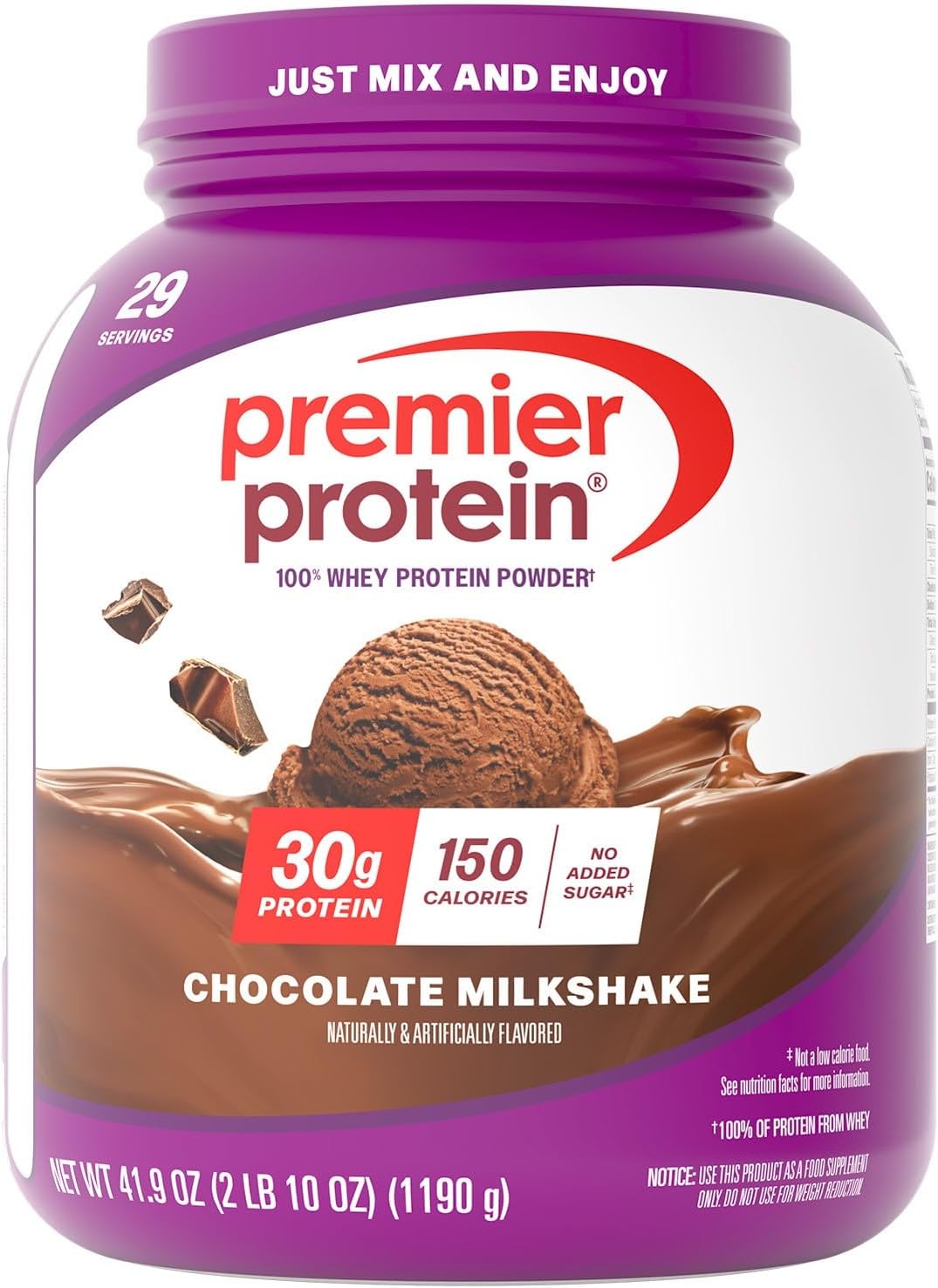 Premier Protein Powder, Chocolate Milkshake, 30g Protein, 1g Sugar, No Soy, Gluten Free...