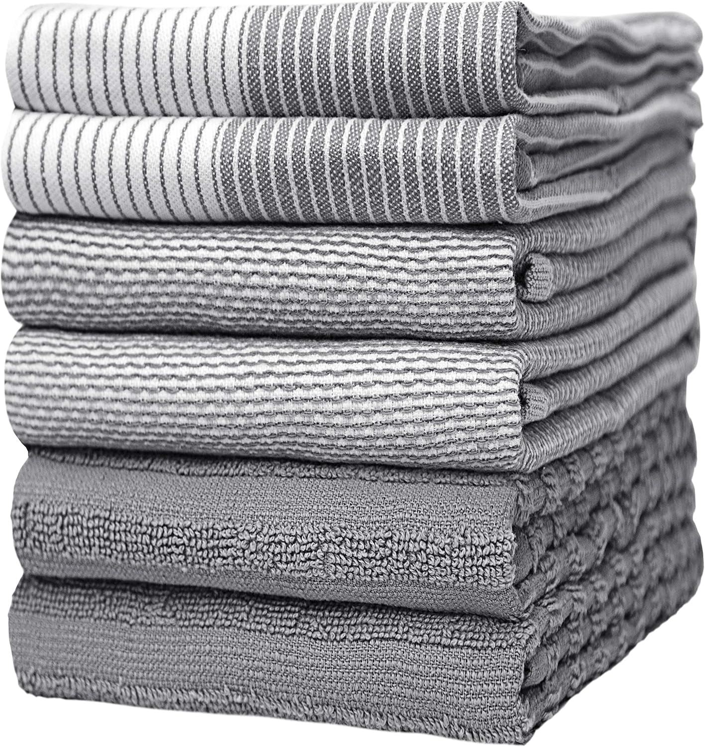 Premium Kitchen Towels (20”x 28”, 6 Pack) | Large Cotton Dish Towels | Flat & Terry...