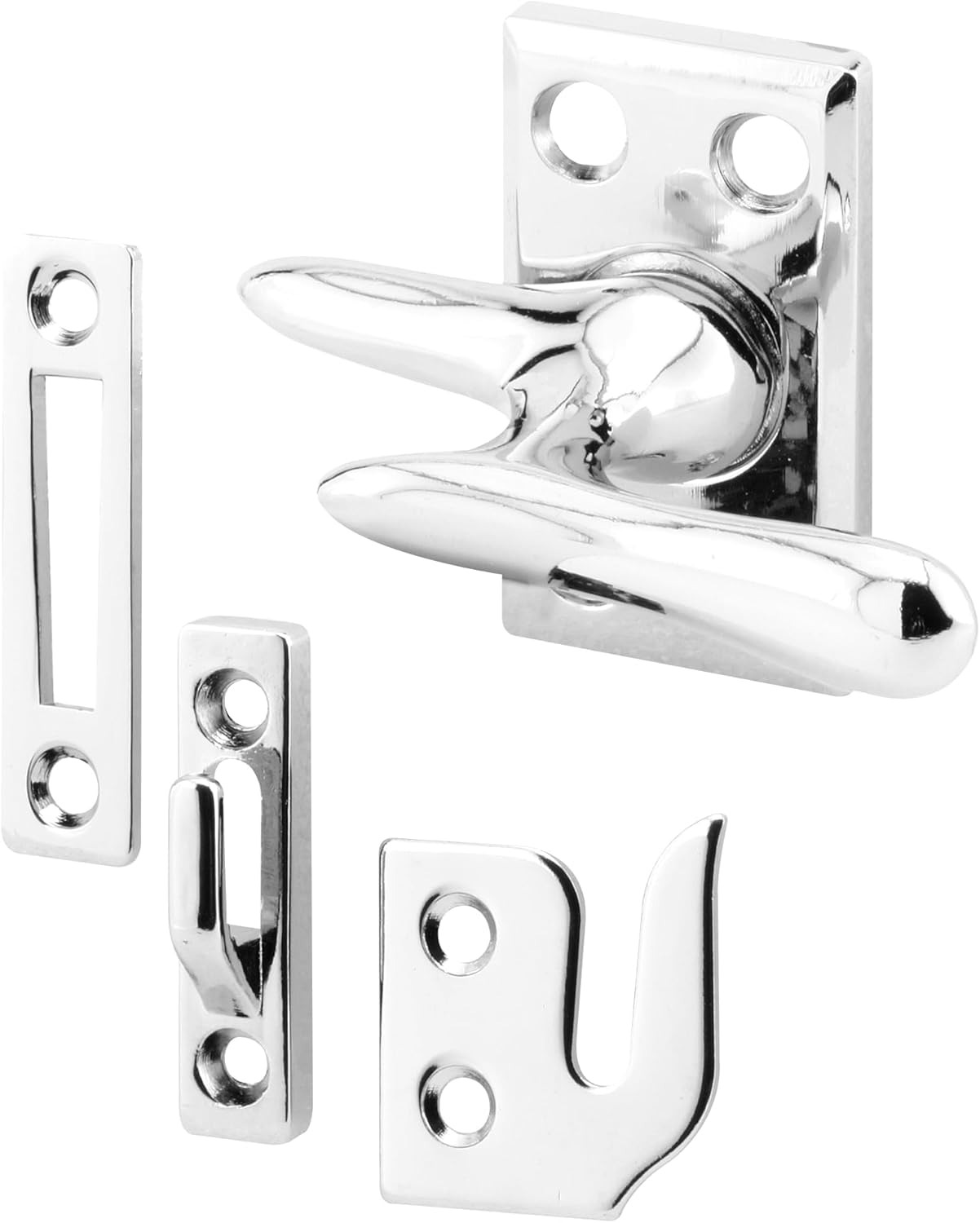 Prime-Line H 3684 Casement Lock, Chrome | 3 Keepers, Screws Included, 1 Set