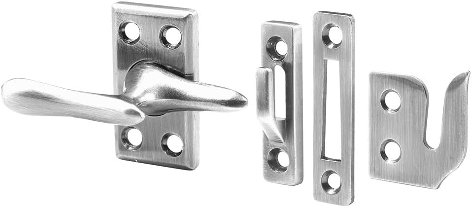 Prime-Line H 4158 Satin Nickel Casement Window Lock (Single Pack) | 3 Keepers, Screws Included