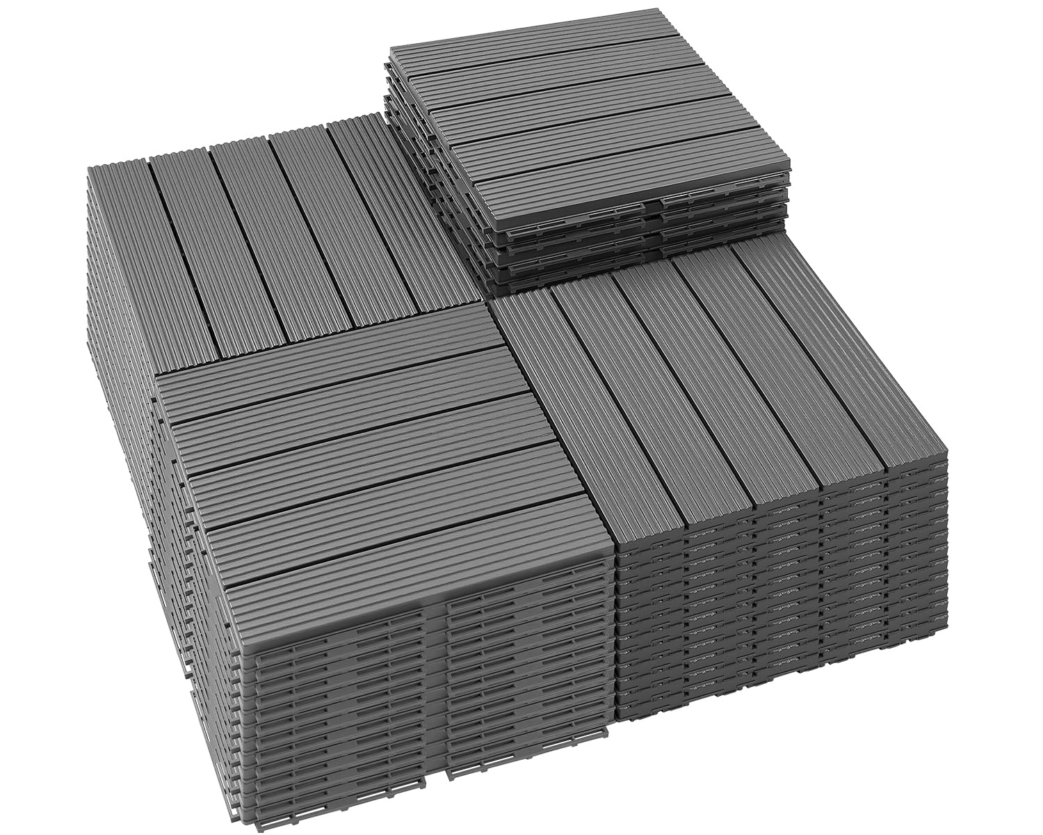 PrimeZone 54 PCS Plastic Interlocking Patio Deck Tiles - 12" x 12" Anti-Slip Waterproof...