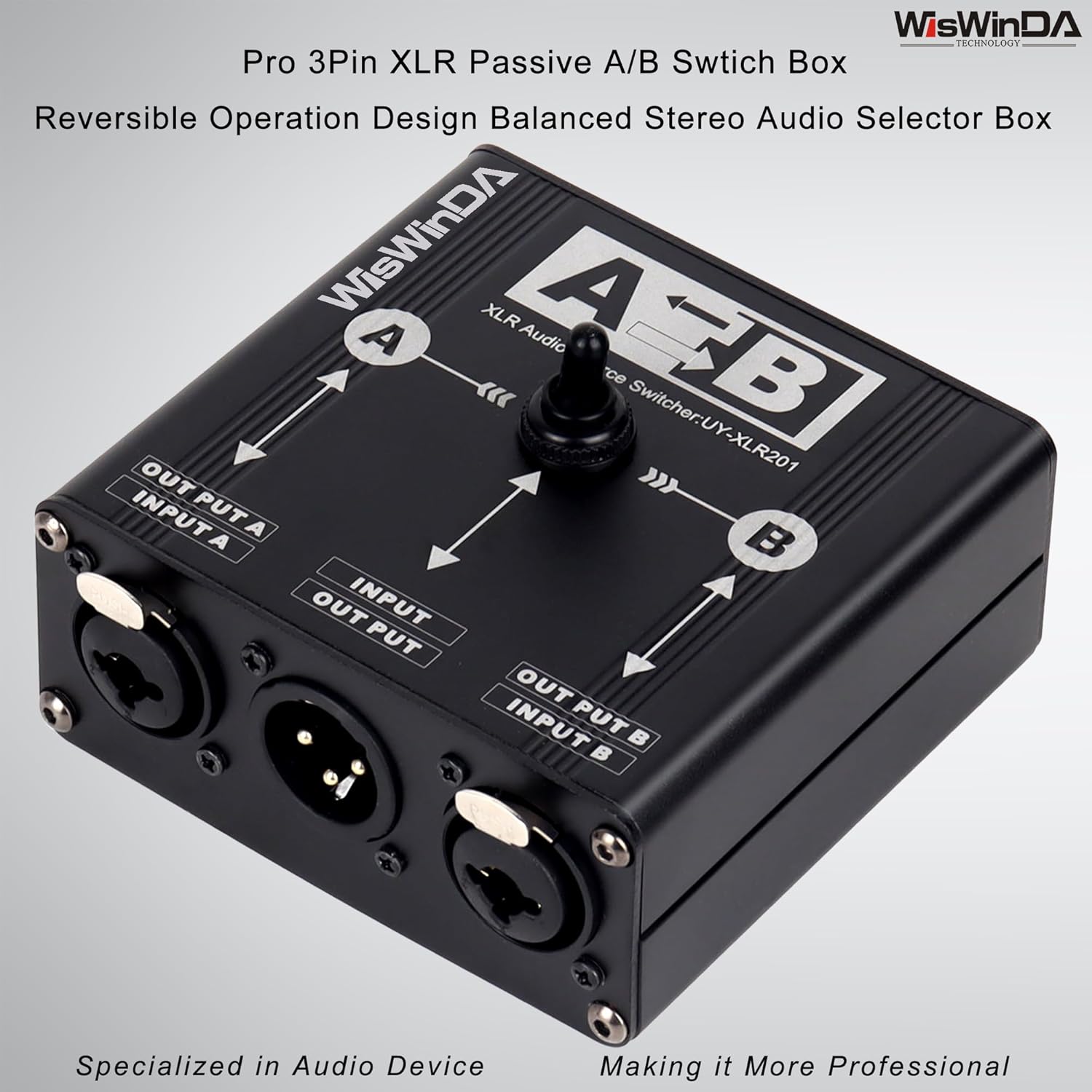 Pro XLR TS/TRS Passive A/B Switch Box Passive Full-Duplex Operation Design Balanced Stereo... image